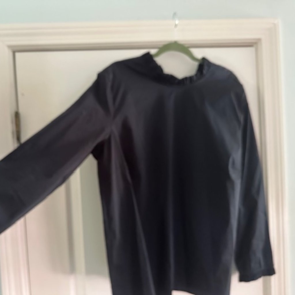 Culture Brand Navy Blue High Ruffled Collar Womens Blouse